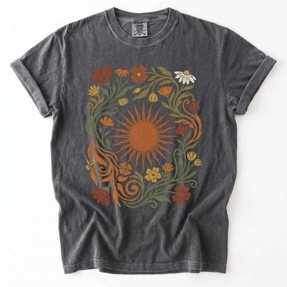 Boho Sunburst Flora Vintage Washed T-Shirt