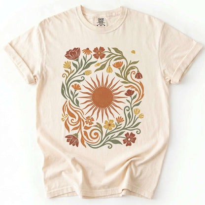 Boho Sunburst Flora Vintage Washed T-Shirt