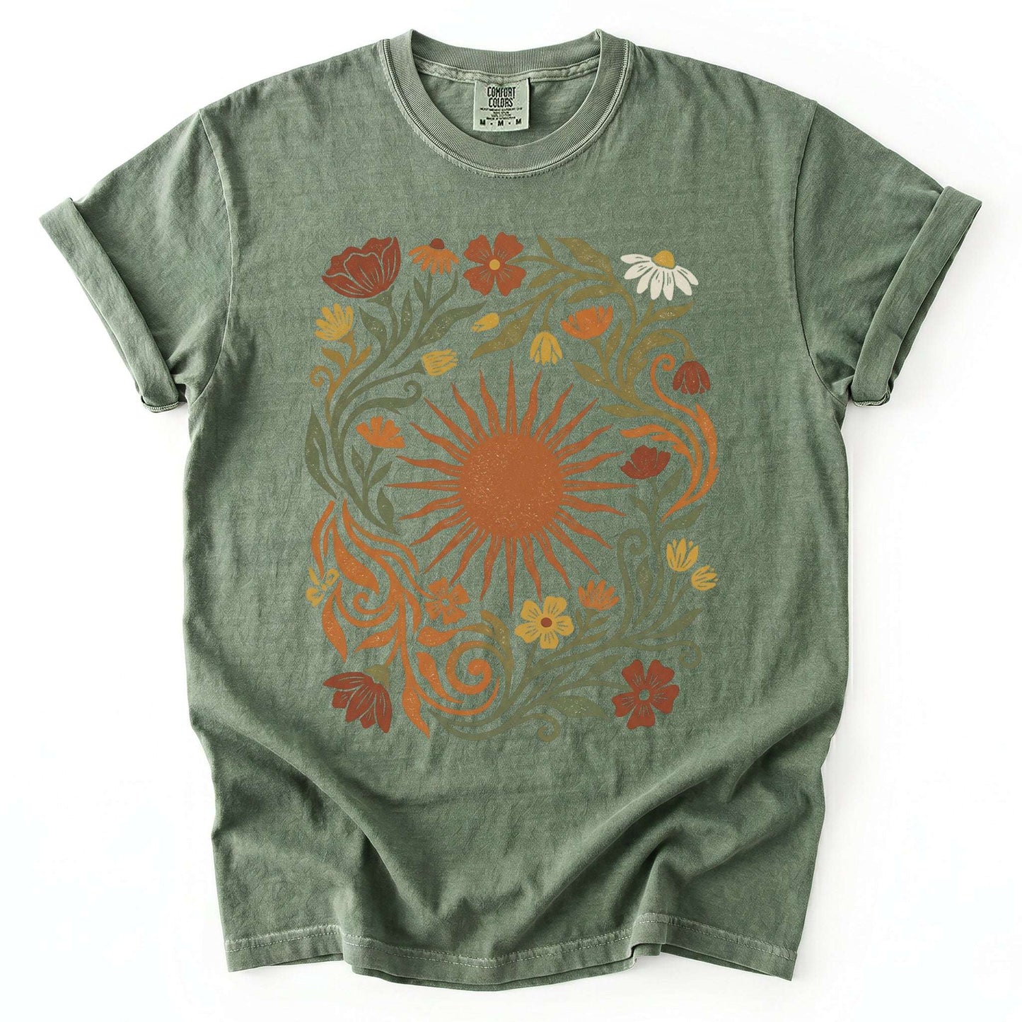 Boho Sunburst Flora Vintage Washed T-Shirt