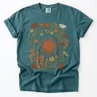 Boho Sunburst Flora Vintage Washed T-Shirt
