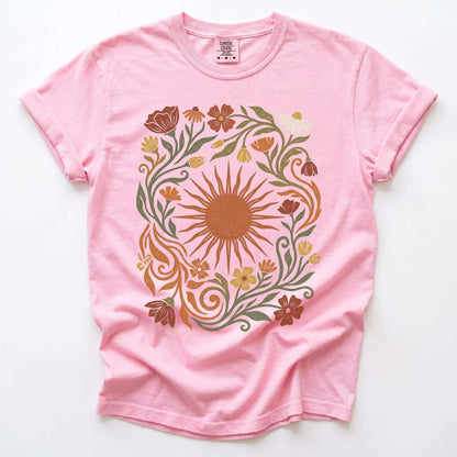 Boho Sunburst Flora Vintage Washed T-Shirt