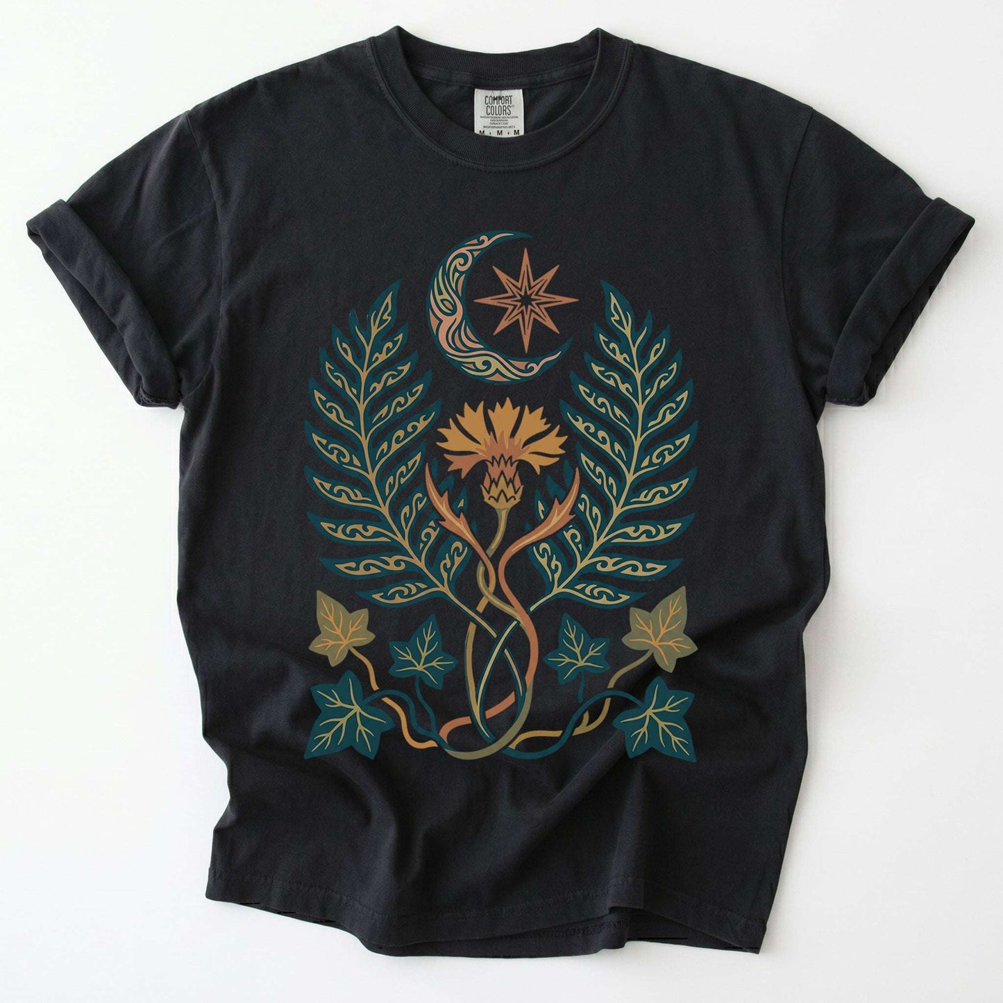 Botanical Crescent Moon Vintage Washed T-Shirt
