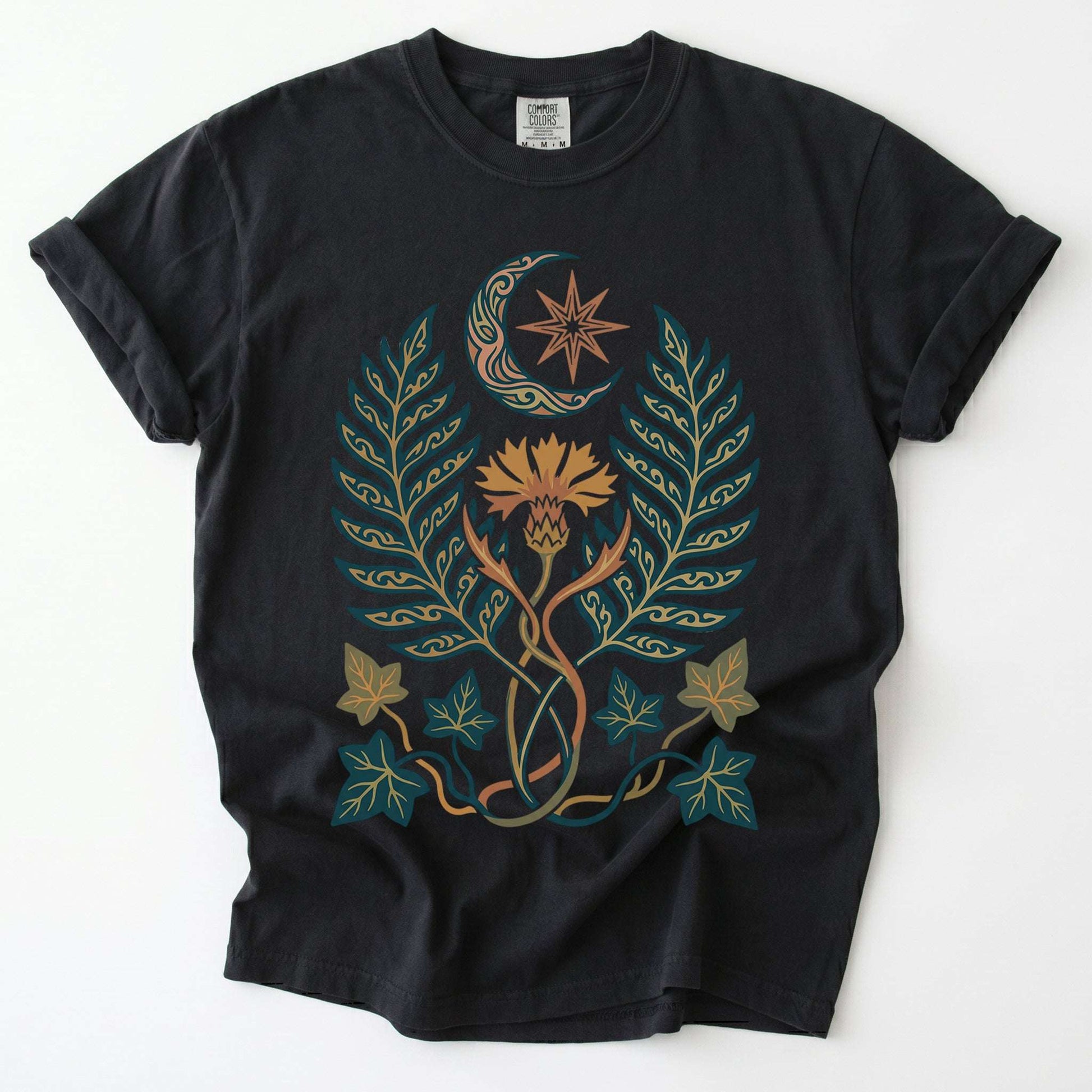 Botanical Crescent Moon Vintage Washed T-Shirt