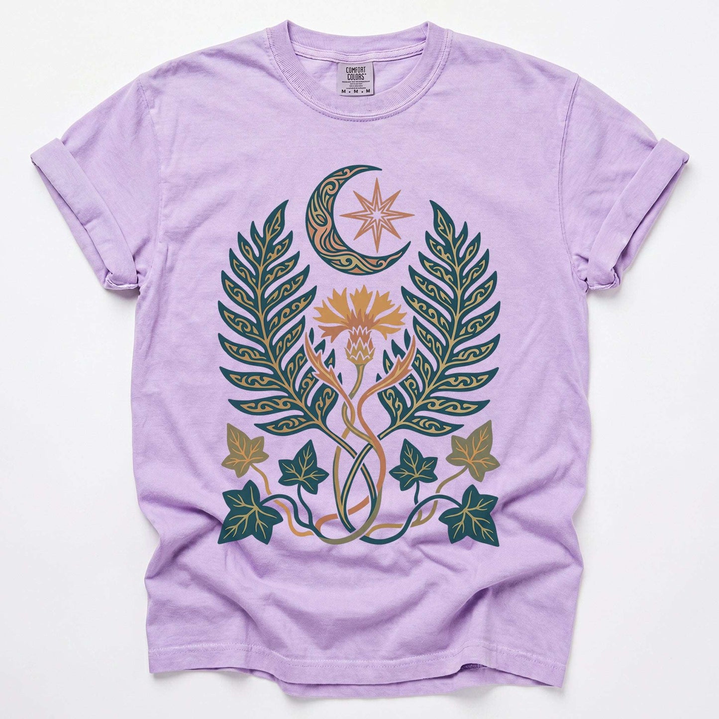 Botanical Crescent Moon Vintage Washed T-Shirt