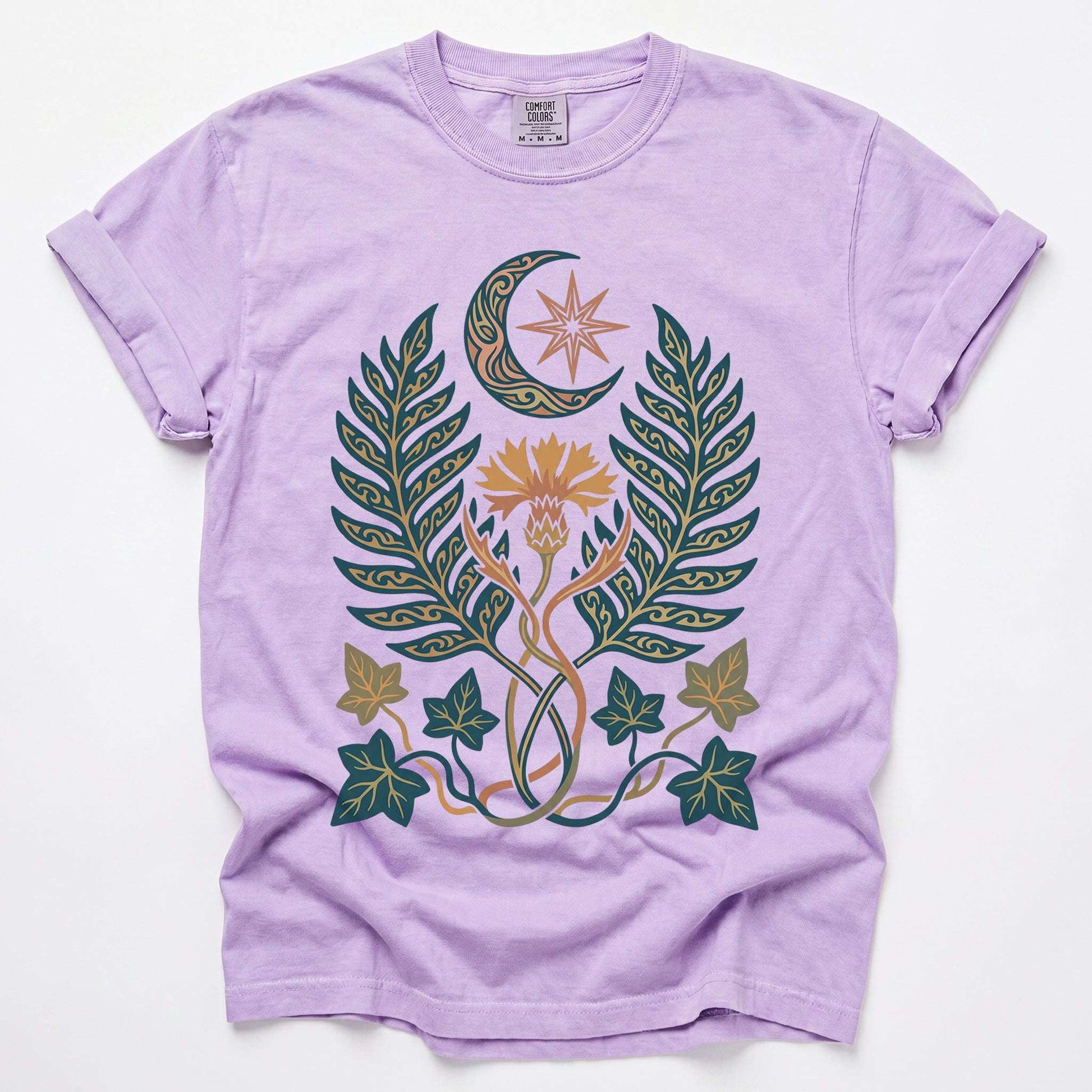 Botanical Crescent Moon Vintage Washed T-Shirt