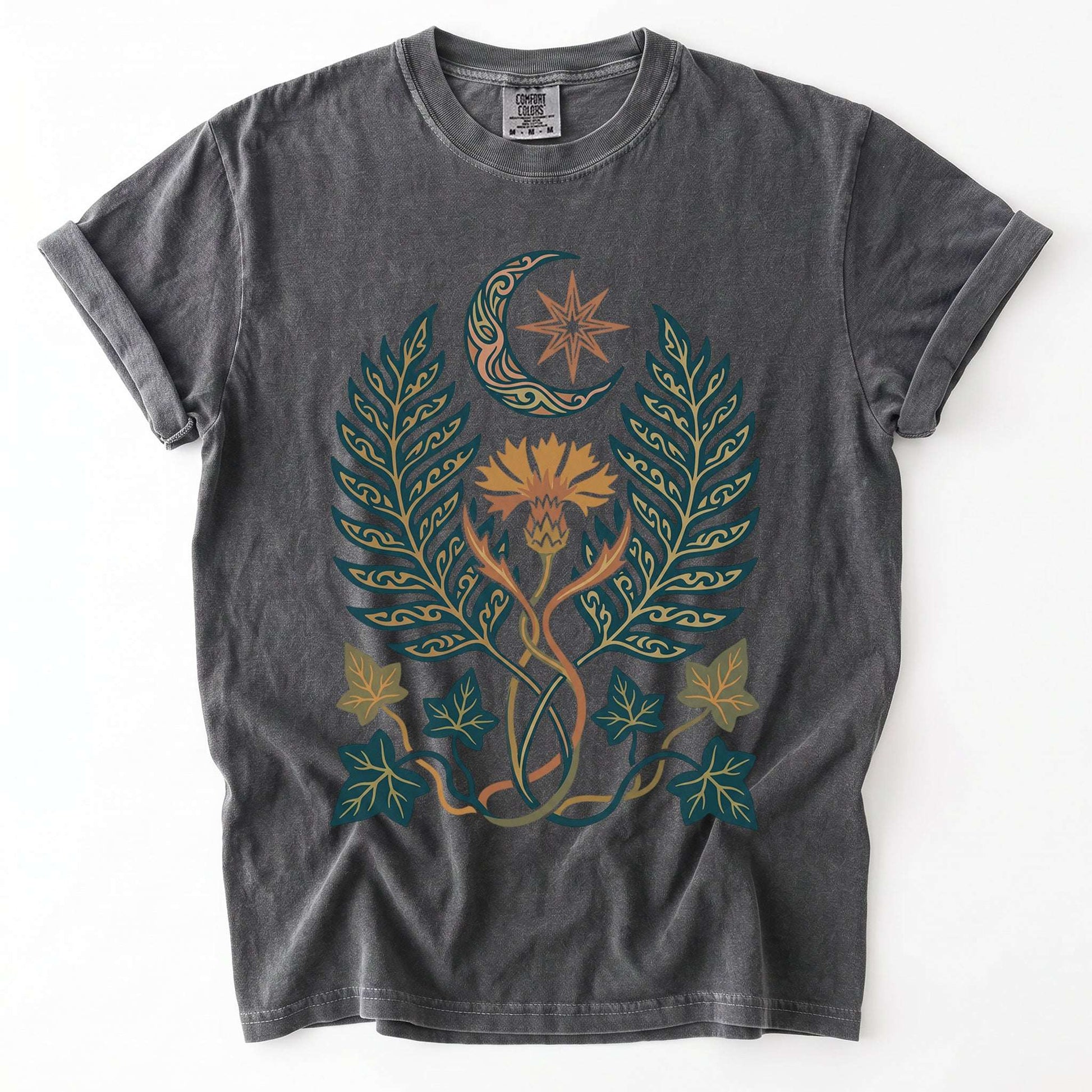 Botanical Crescent Moon Vintage Washed T-Shirt