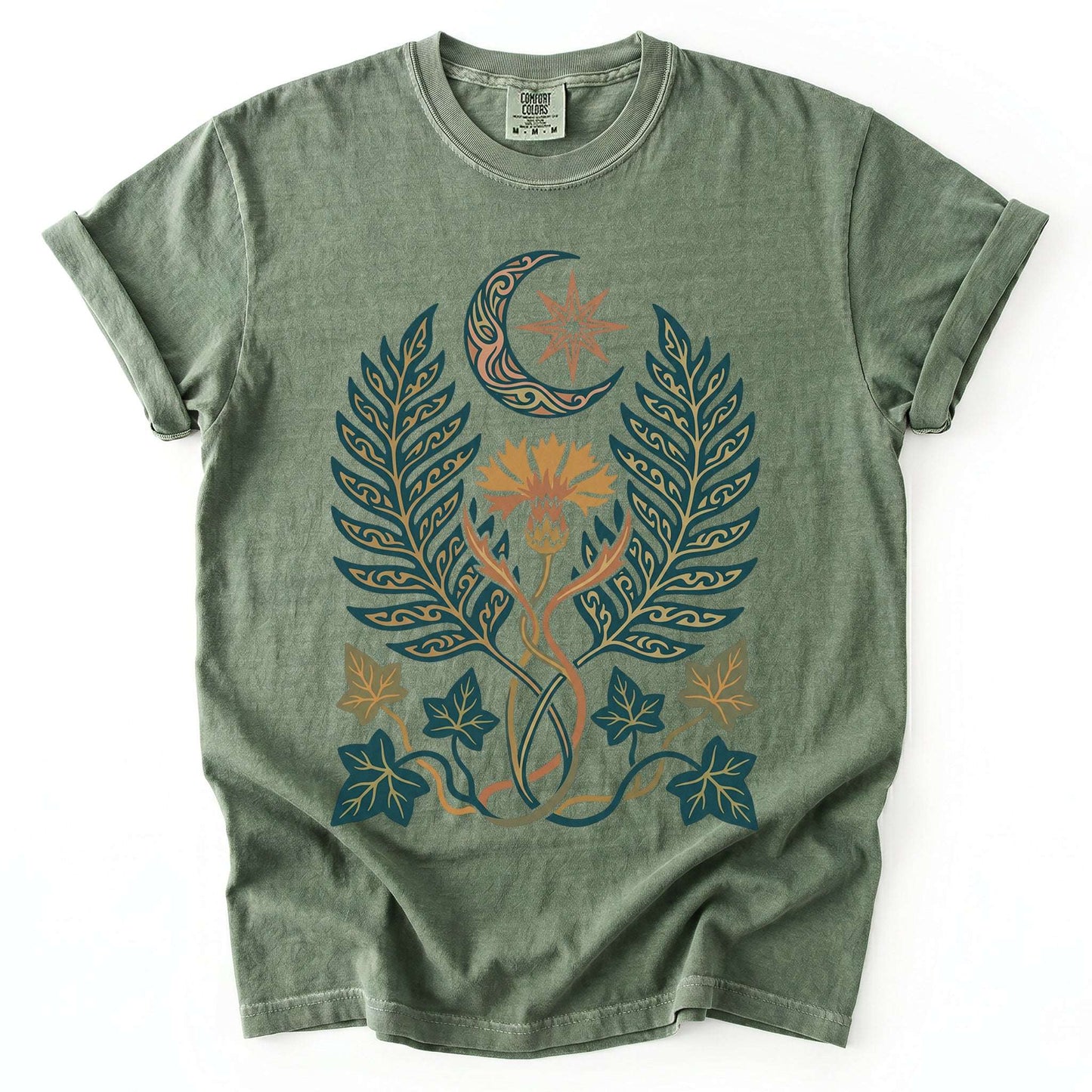 Botanical Crescent Moon Vintage Washed T-Shirt