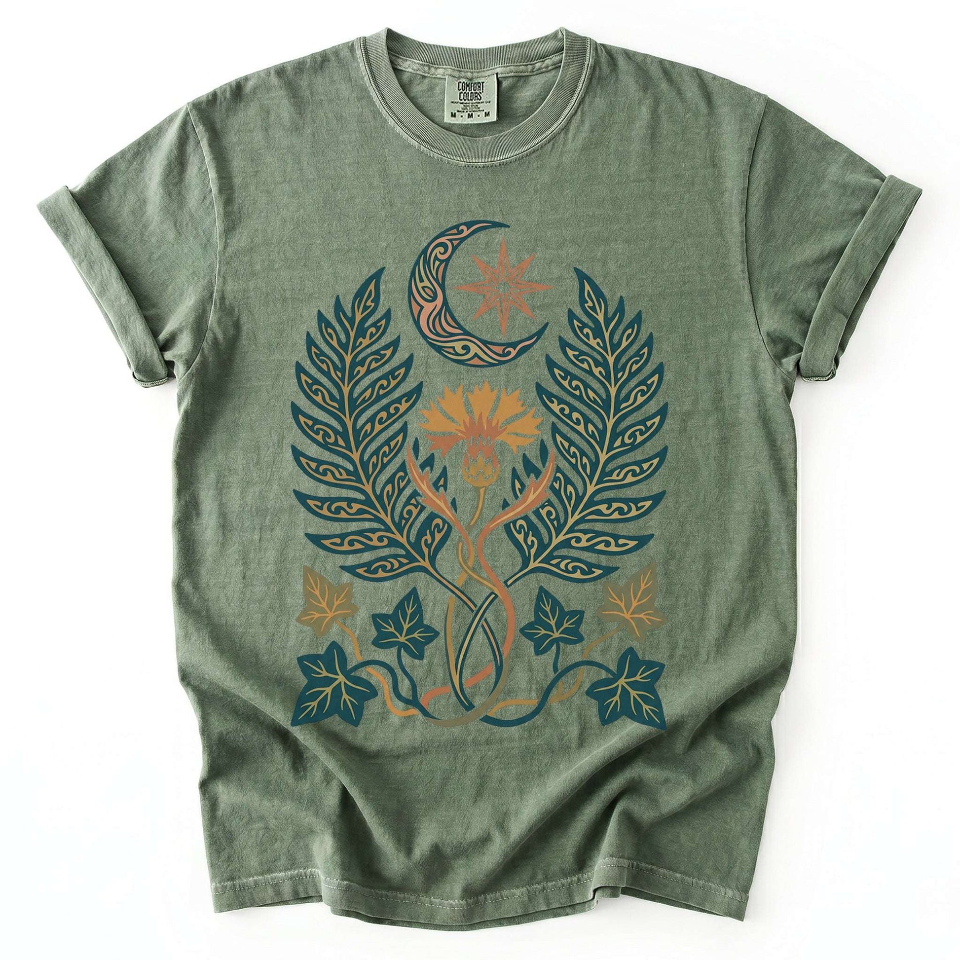 Botanical Crescent Moon Vintage Washed T-Shirt