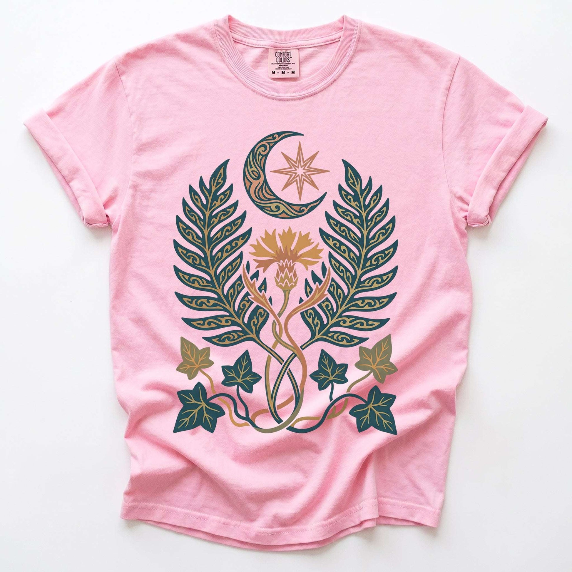Botanical Crescent Moon Vintage Washed T-Shirt