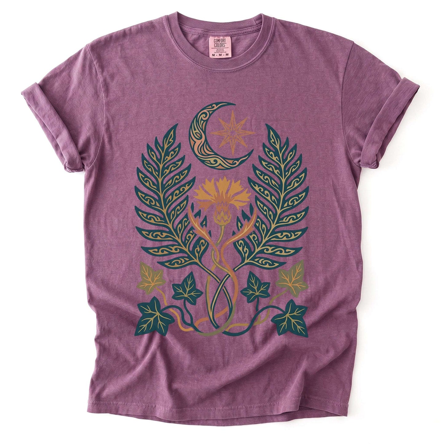 Botanical Crescent Moon Vintage Washed T-Shirt