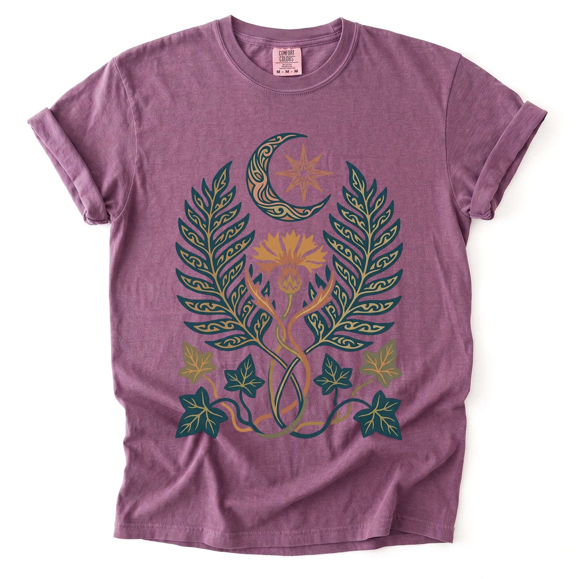 Botanical Crescent Moon Vintage Washed T-Shirt