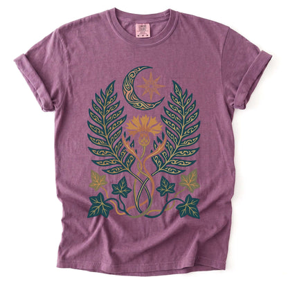 Botanical Crescent Moon Vintage Washed T-Shirt