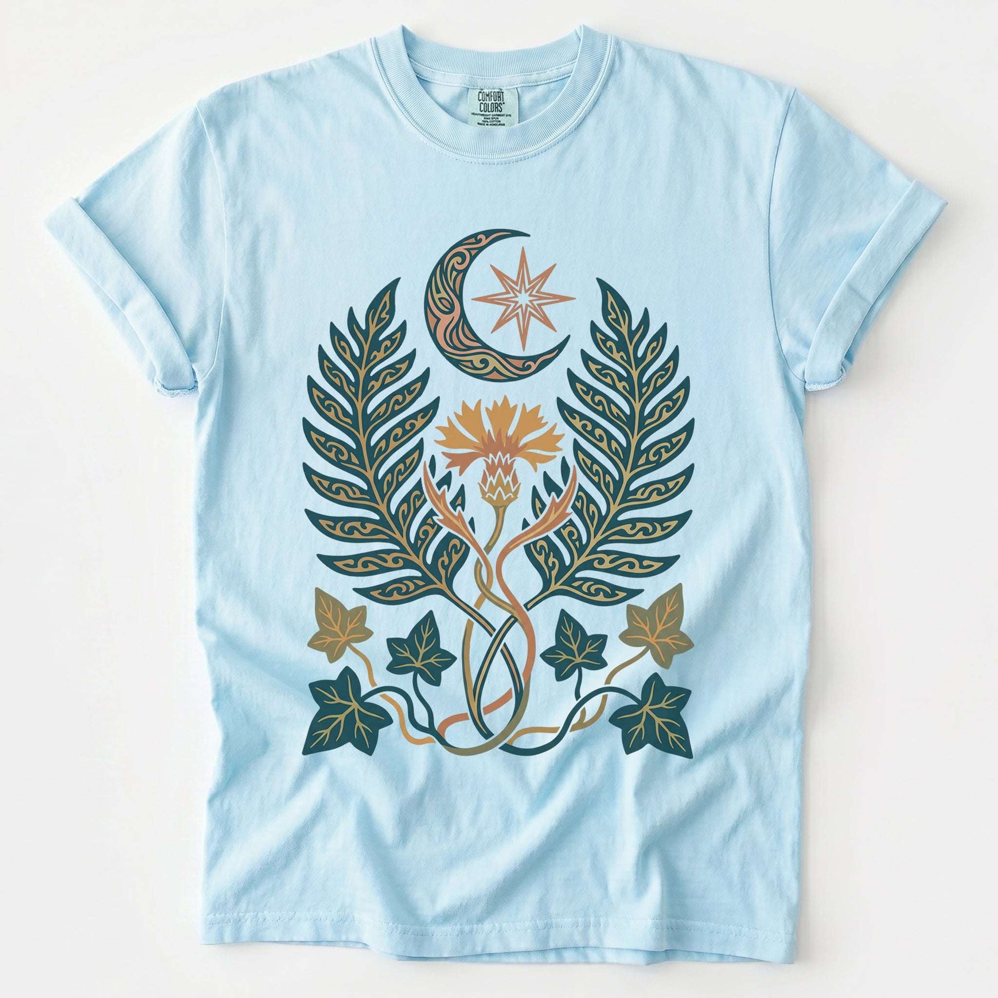 Botanical Crescent Moon Vintage Washed T-Shirt