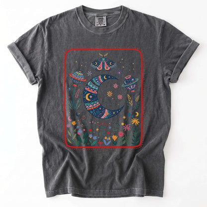 Folk Art Botanical Moon Vintage Washed T-Shirt