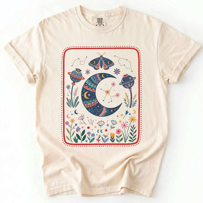 Folk Art Botanical Moon Vintage Washed T-Shirt