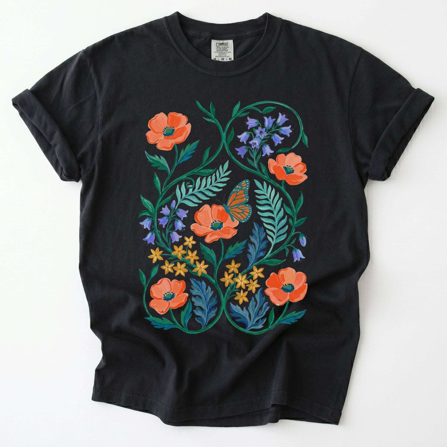 Butterfly & Poppy Garden Vintage Washed T-Shirt