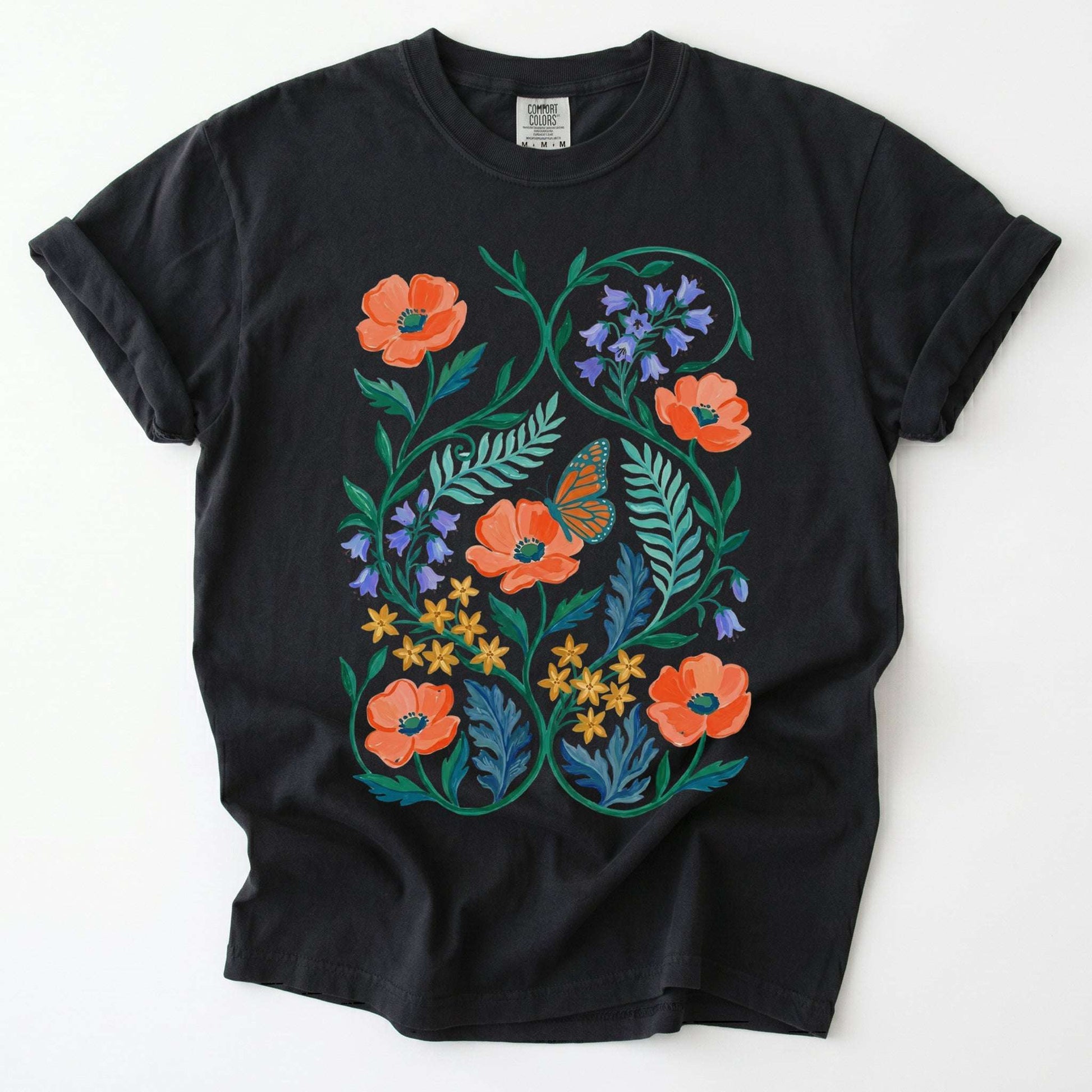 Butterfly & Poppy Garden Vintage Washed T-Shirt