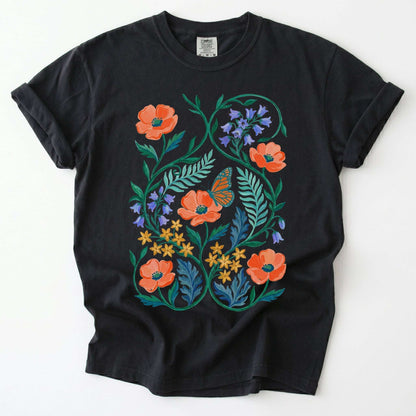 Butterfly & Poppy Garden Vintage Washed T-Shirt