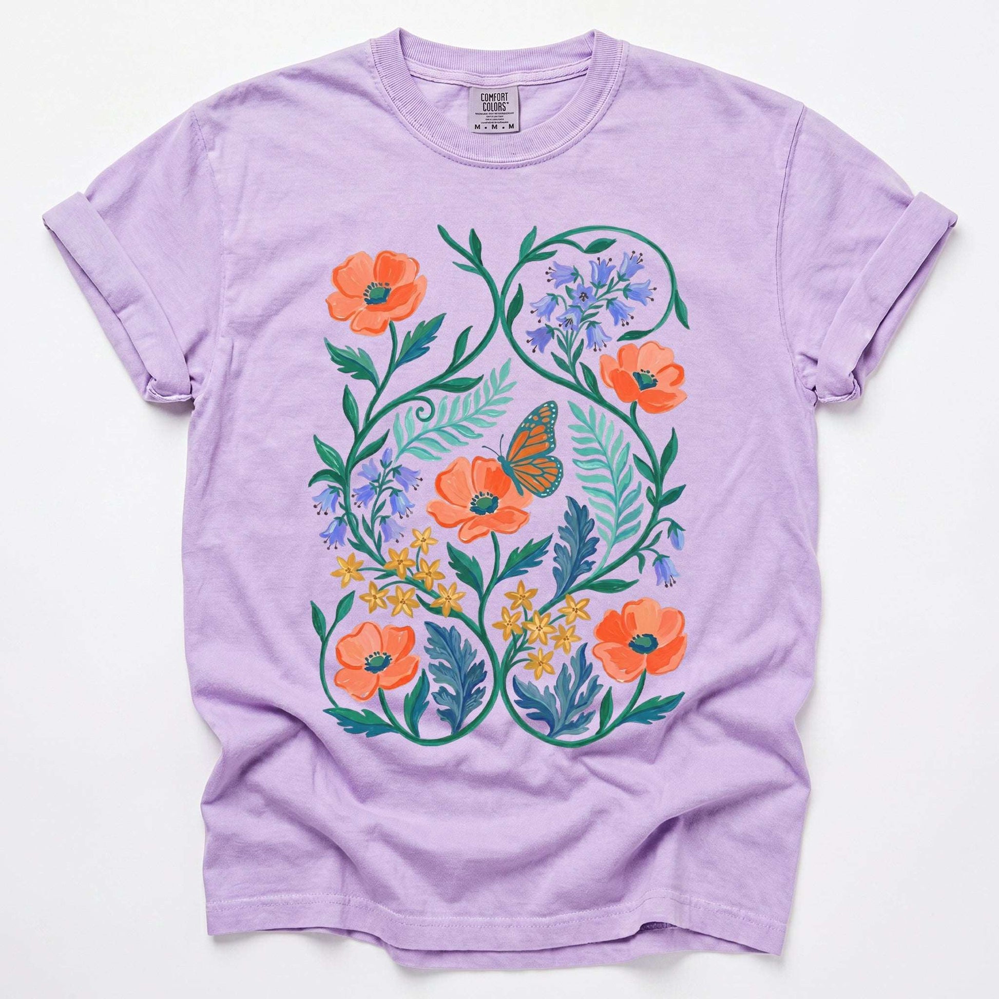 Butterfly & Poppy Garden Vintage Washed T-Shirt