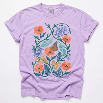 Butterfly & Poppy Garden Vintage Washed T-Shirt