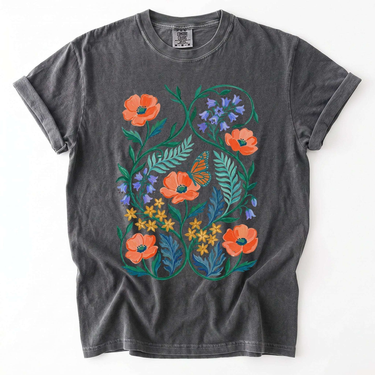 Butterfly & Poppy Garden Vintage Washed T-Shirt