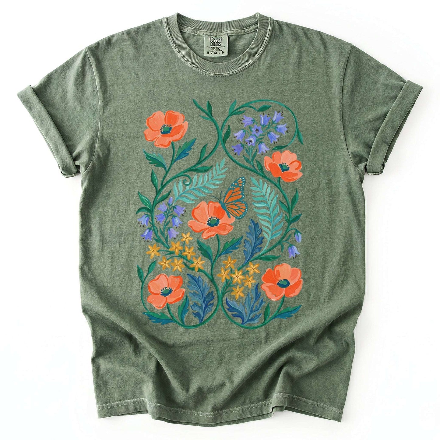 Butterfly & Poppy Garden Vintage Washed T-Shirt