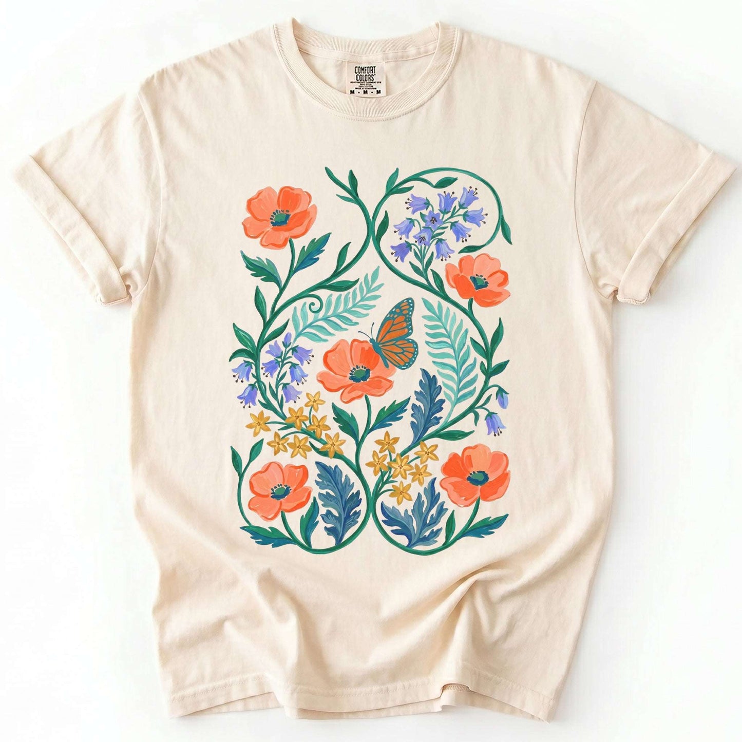 Butterfly & Poppy Garden Vintage Washed T-Shirt