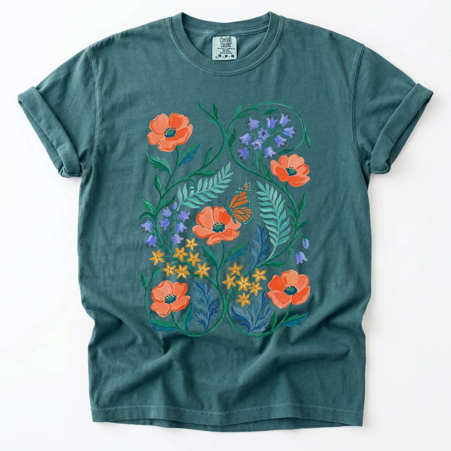 Butterfly & Poppy Garden Vintage Washed T-Shirt