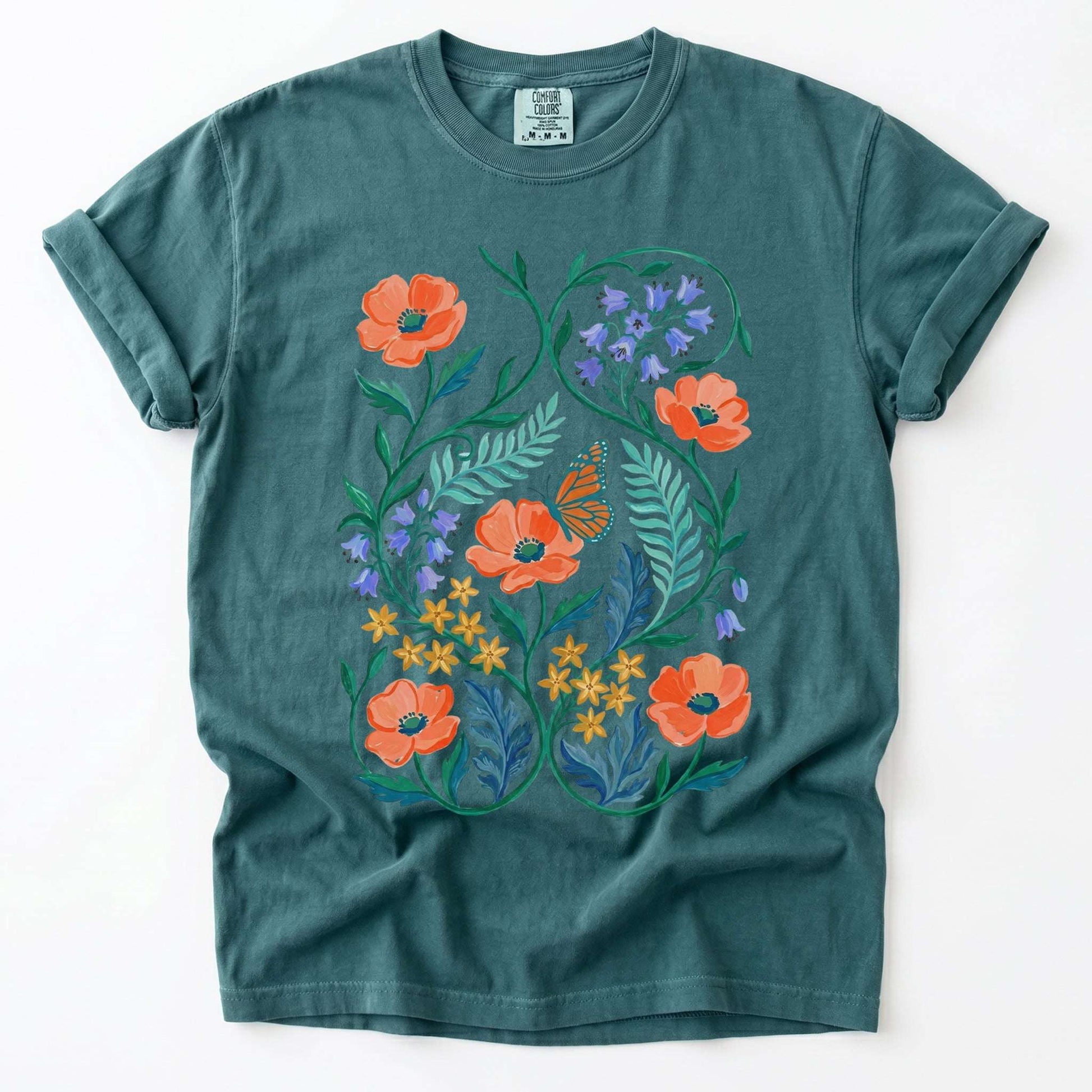 Butterfly & Poppy Garden Vintage Washed T-Shirt