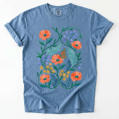 Butterfly & Poppy Garden Vintage Washed T-Shirt