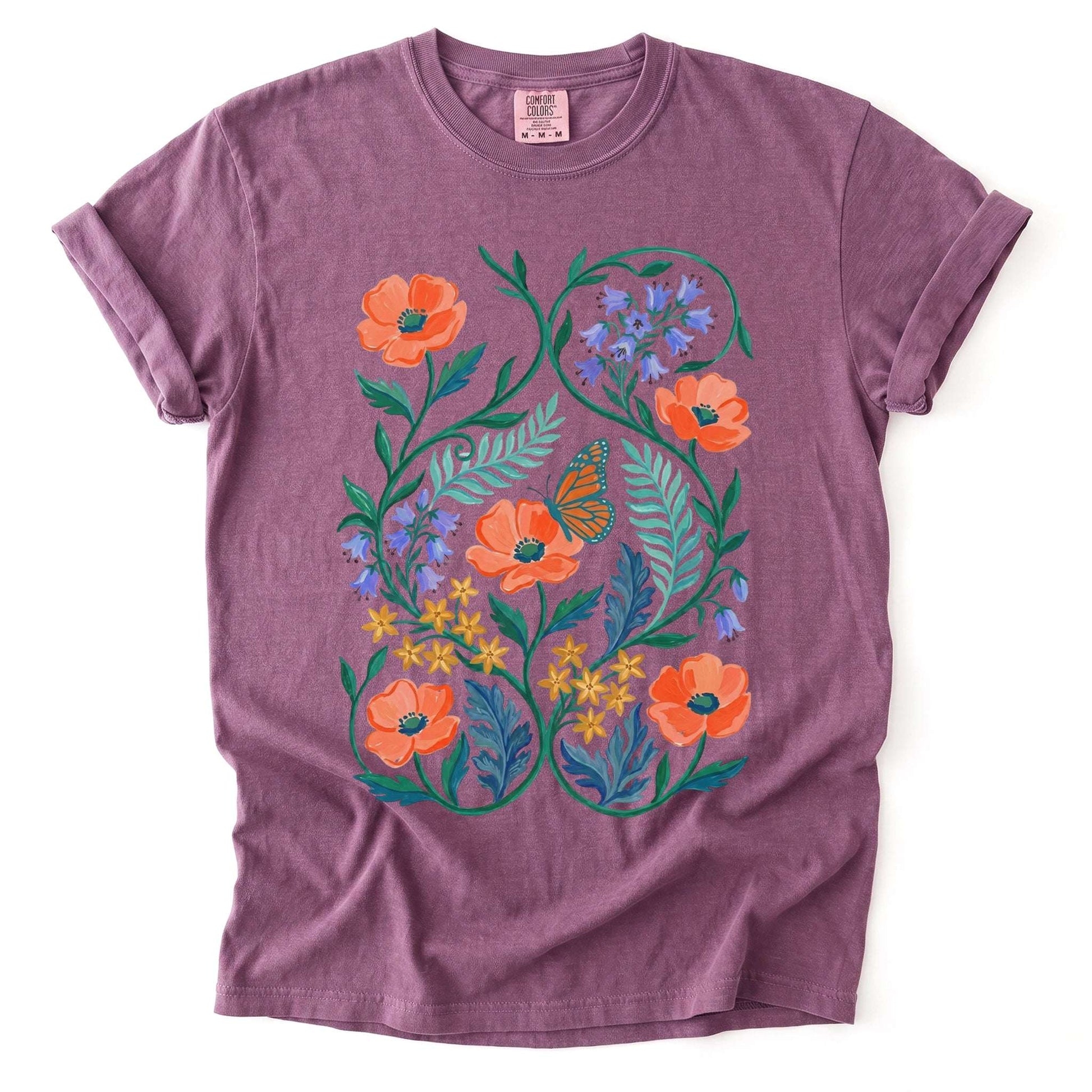 Butterfly & Poppy Garden Vintage Washed T-Shirt