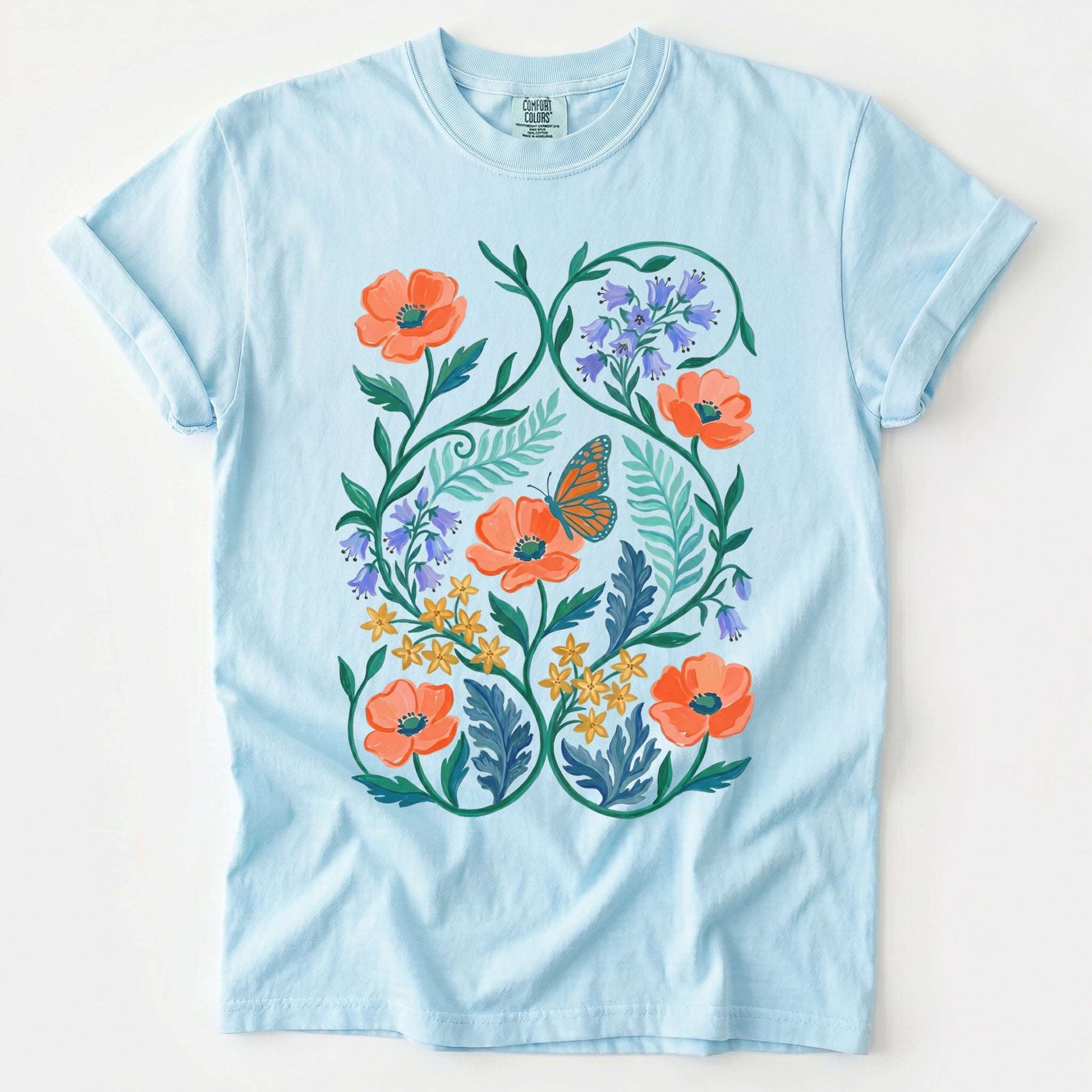 Butterfly & Poppy Garden Vintage Washed T-Shirt