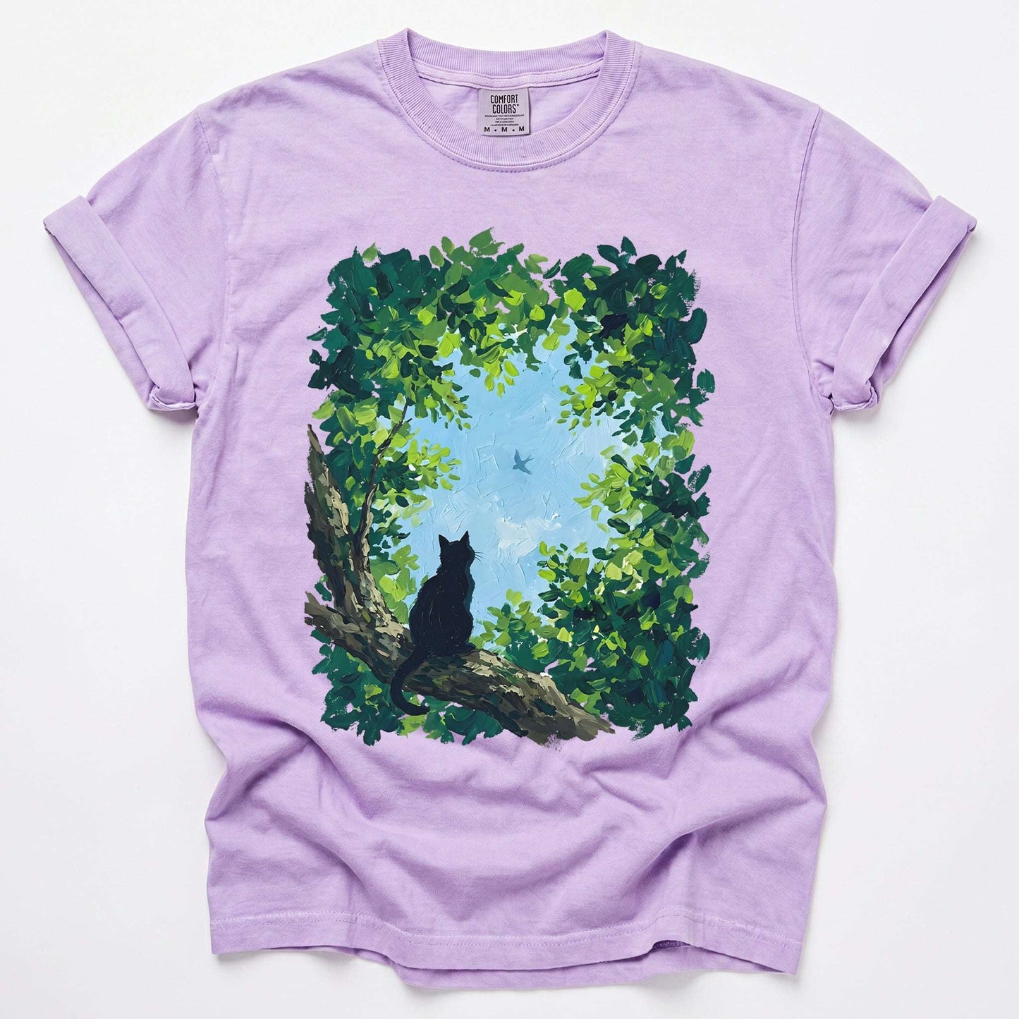 Black Cat In The Forest Vintage Washed T-Shirt