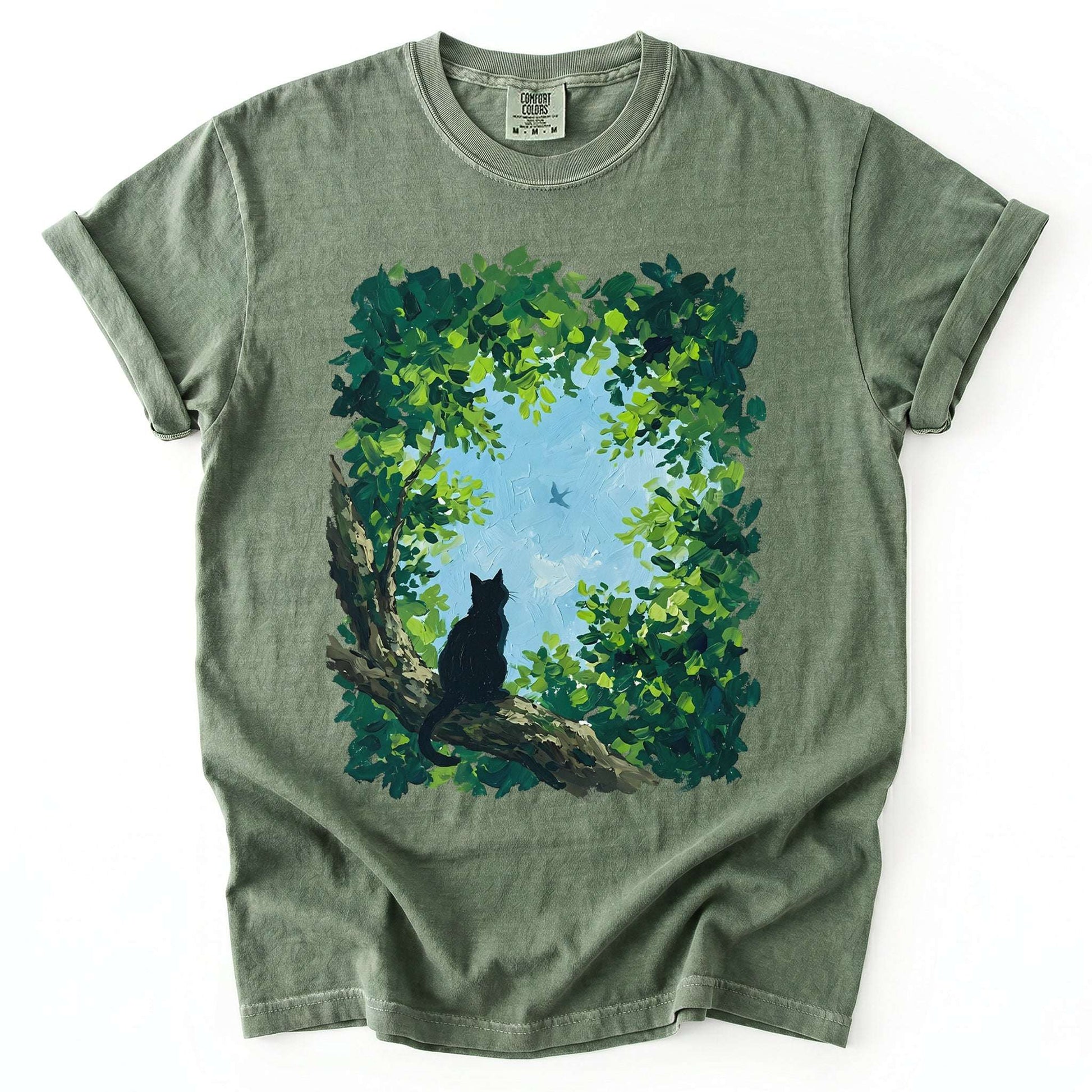 Black Cat In The Forest Vintage Washed T-Shirt