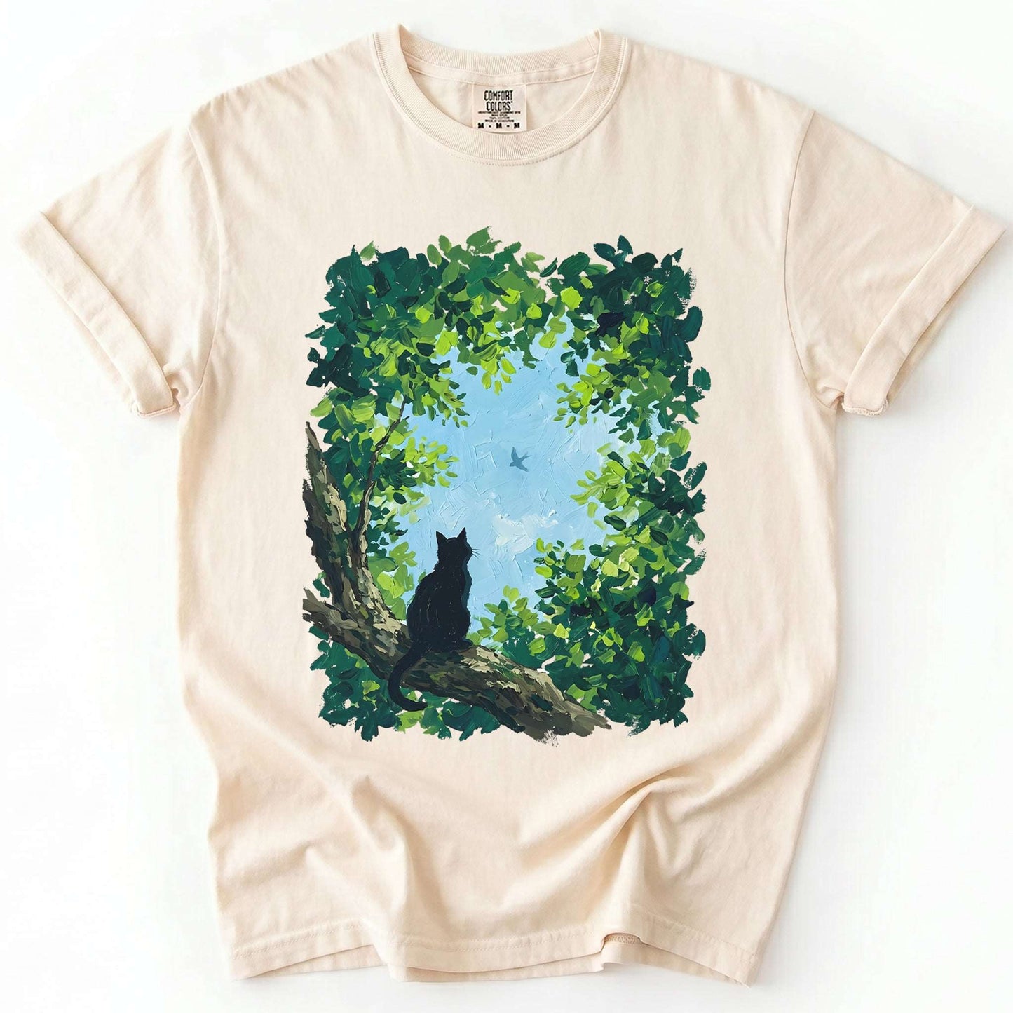Black Cat In The Forest Vintage Washed T-Shirt