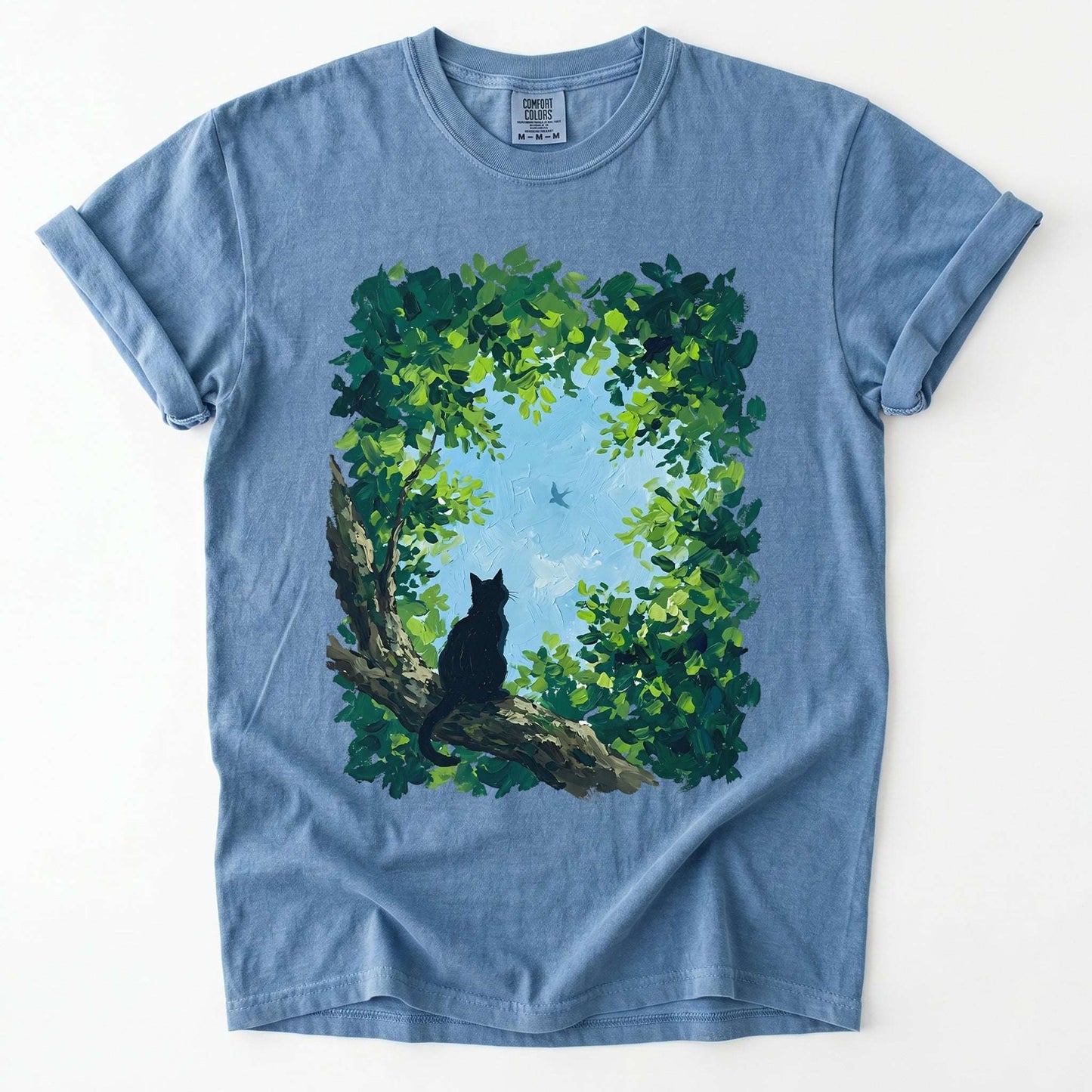Black Cat In The Forest Vintage Washed T-Shirt