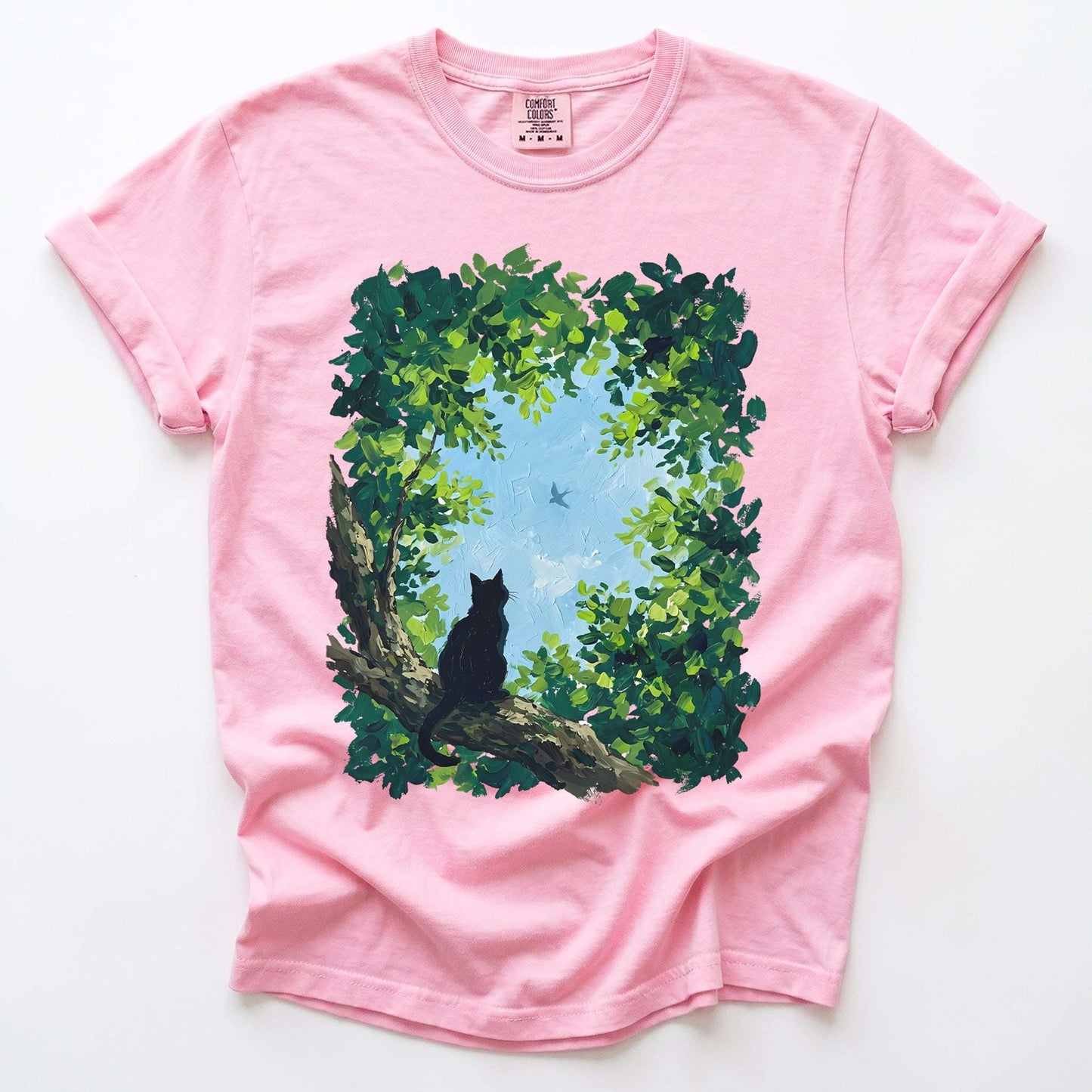 Black Cat In The Forest Vintage Washed T-Shirt
