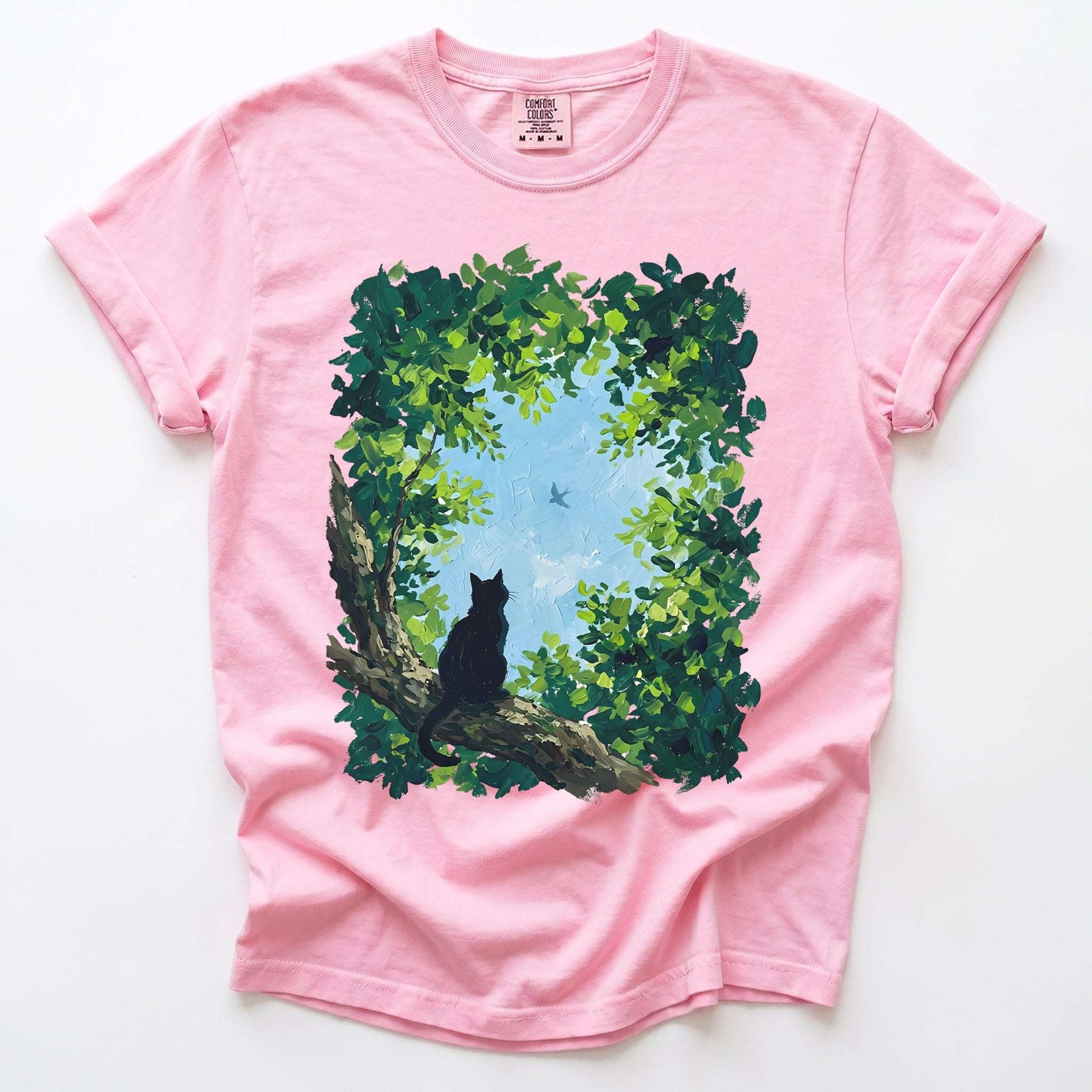 Black Cat In The Forest Vintage Washed T-Shirt