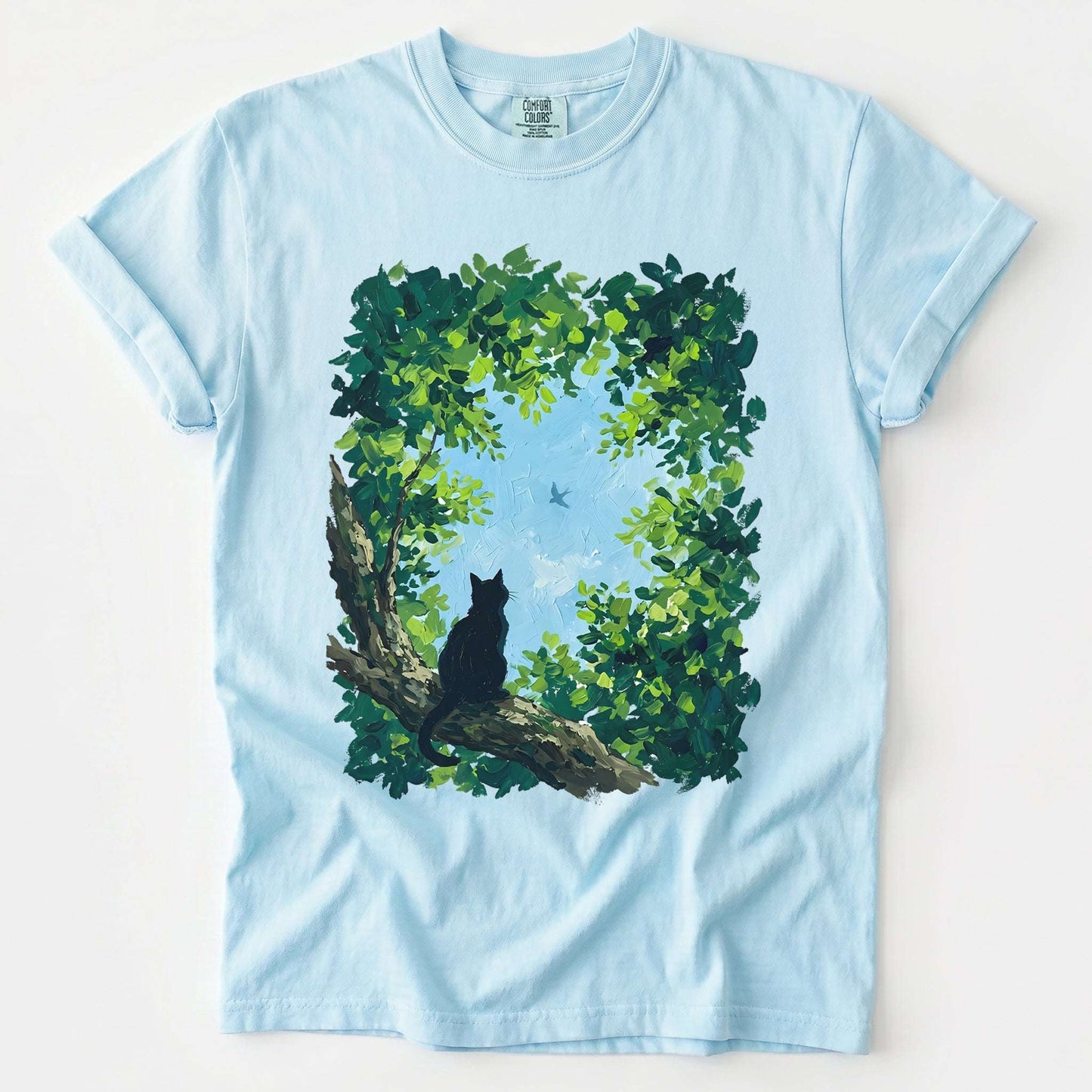 Black Cat In The Forest Vintage Washed T-Shirt
