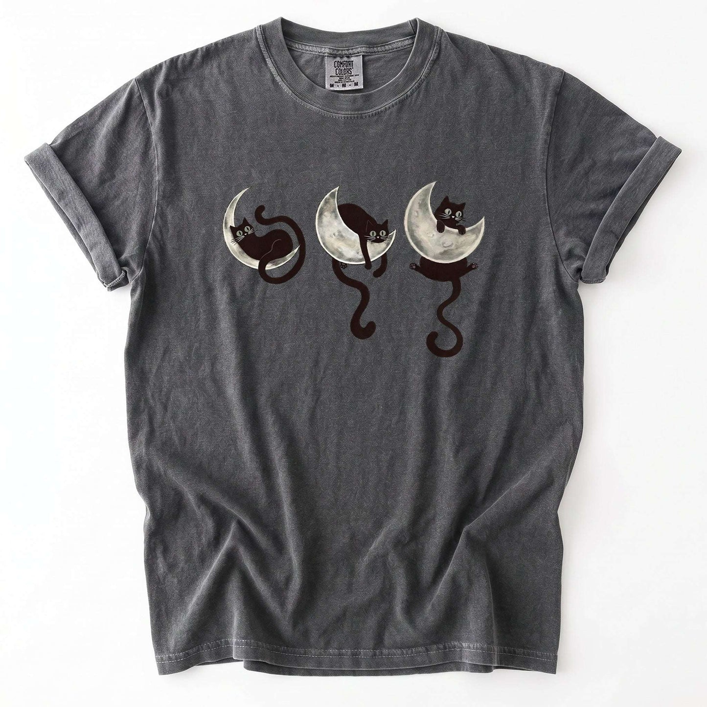 Mystical Crescent Cat Vintage Washed T-Shirt