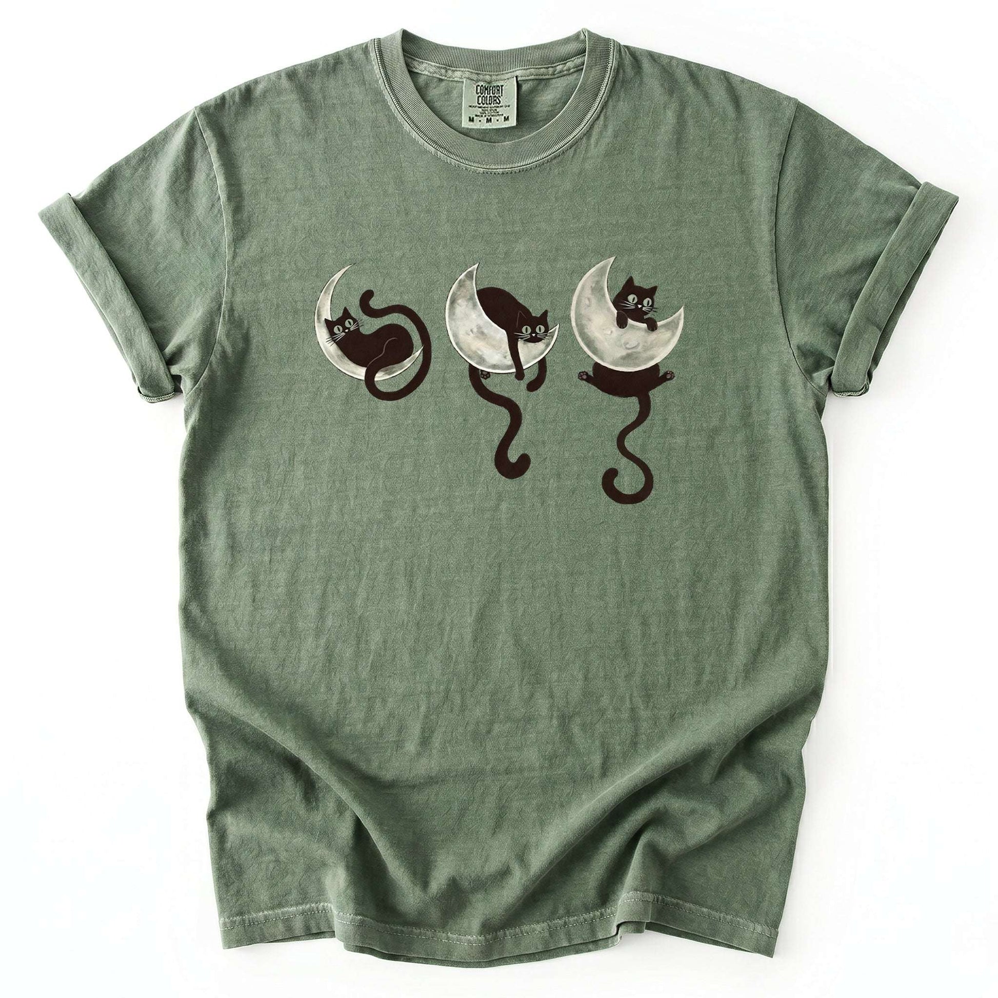 Mystical Crescent Cat Vintage Washed T-Shirt