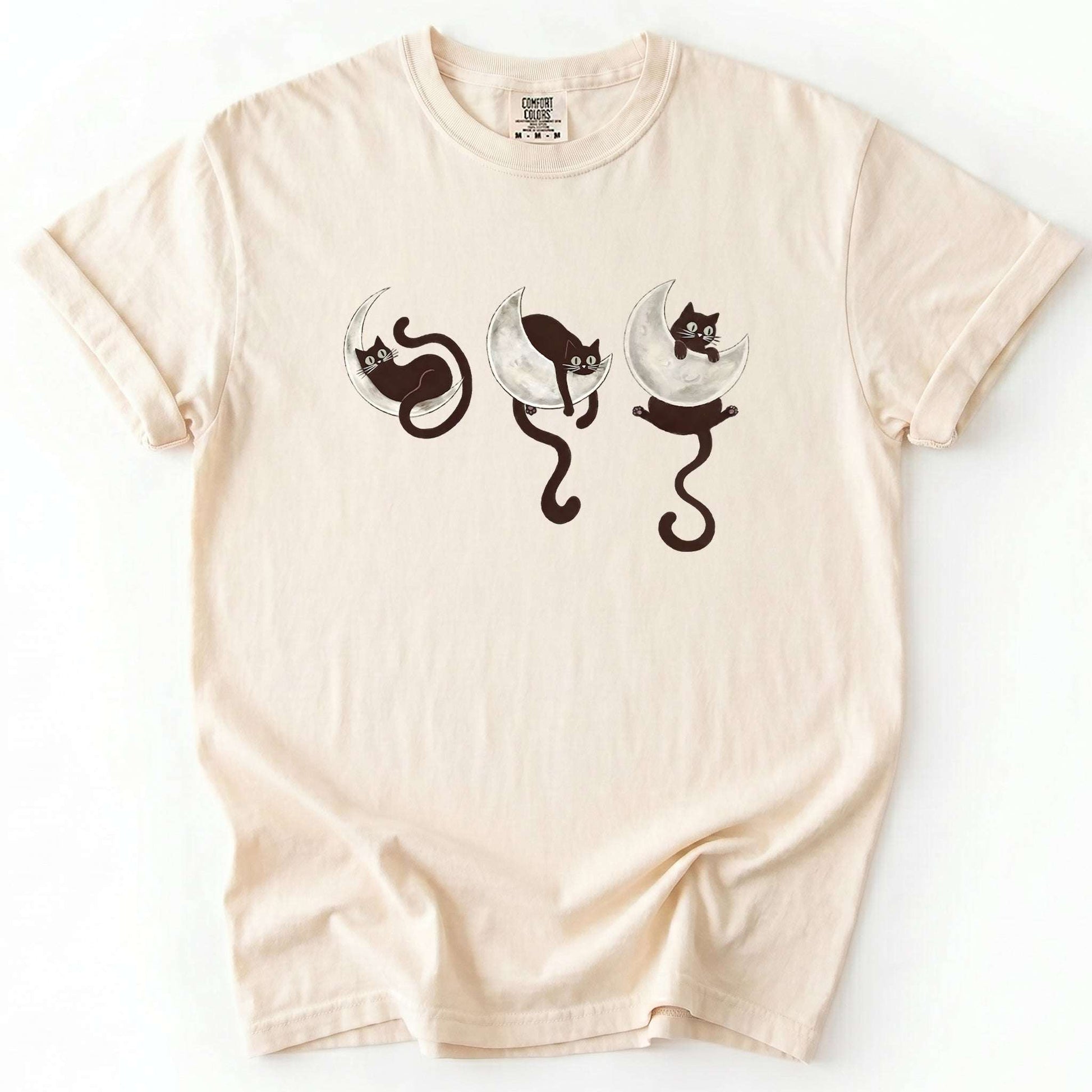 Mystical Crescent Cat Vintage Washed T-Shirt