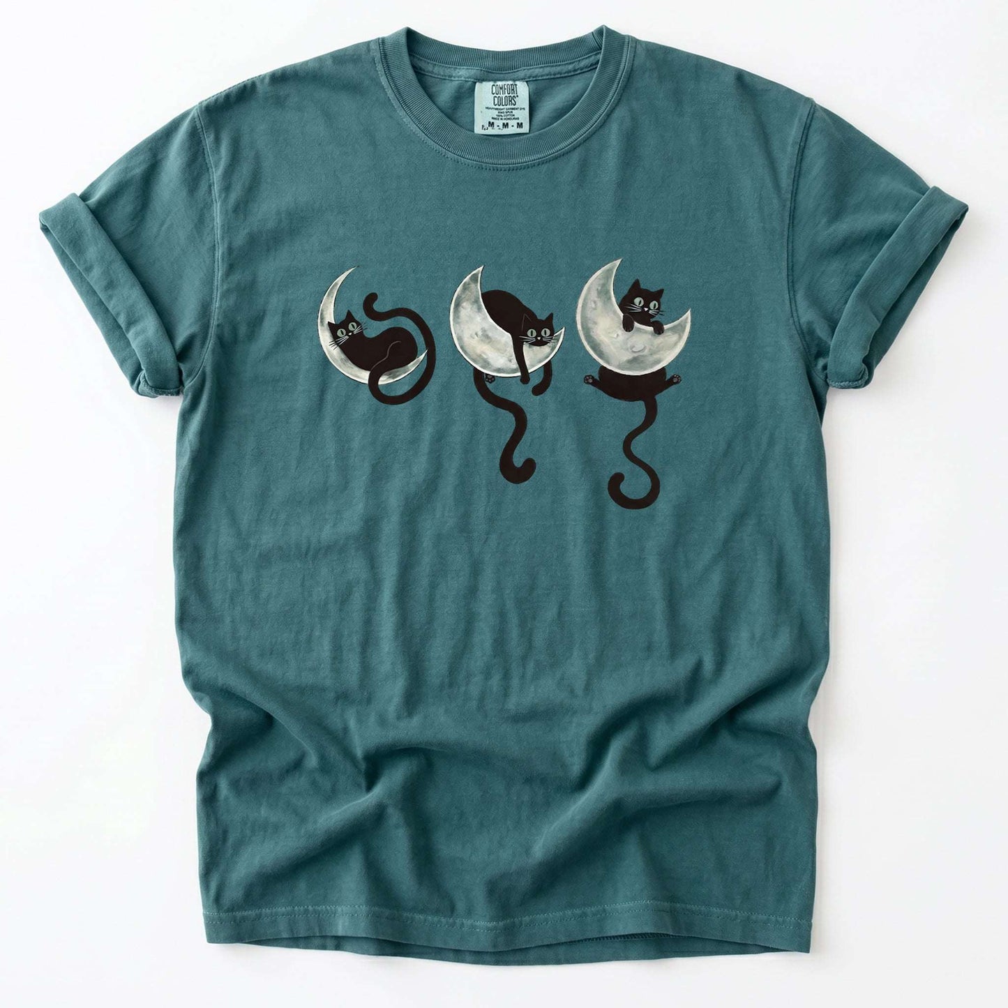 Mystical Crescent Cat Vintage Washed T-Shirt