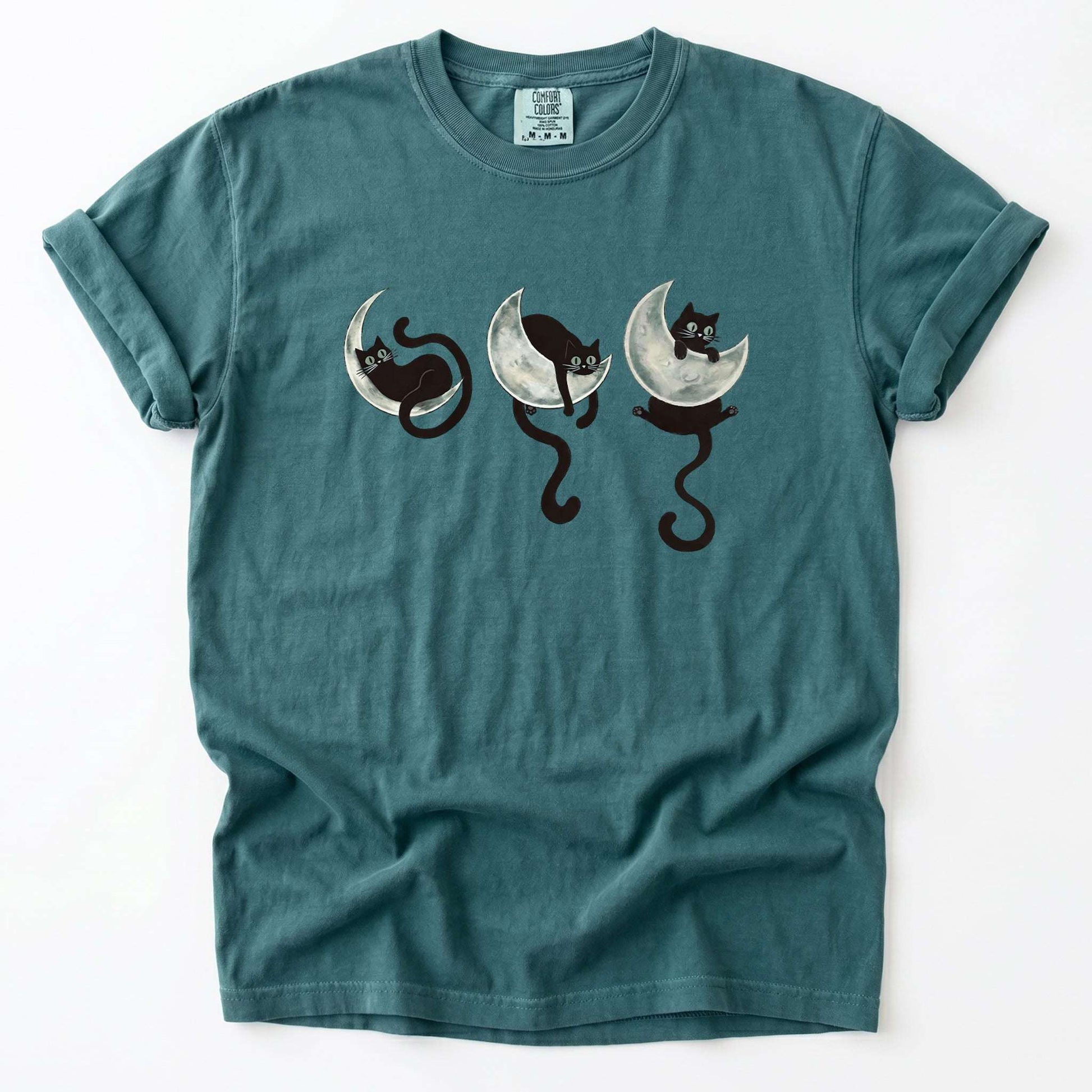 Mystical Crescent Cat Vintage Washed T-Shirt