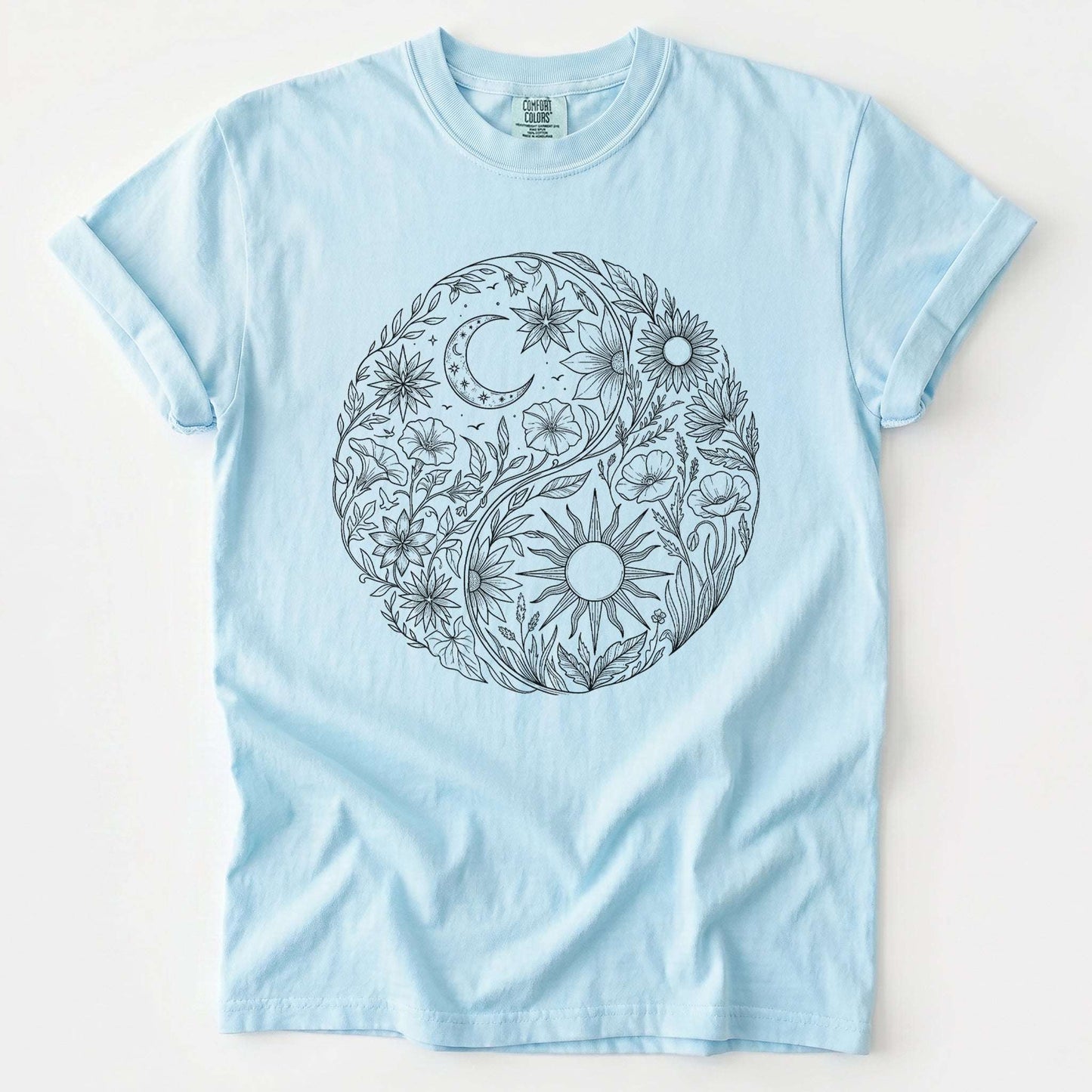 Celestial Botanical Yin Yang Vintage Washed T-Shirt