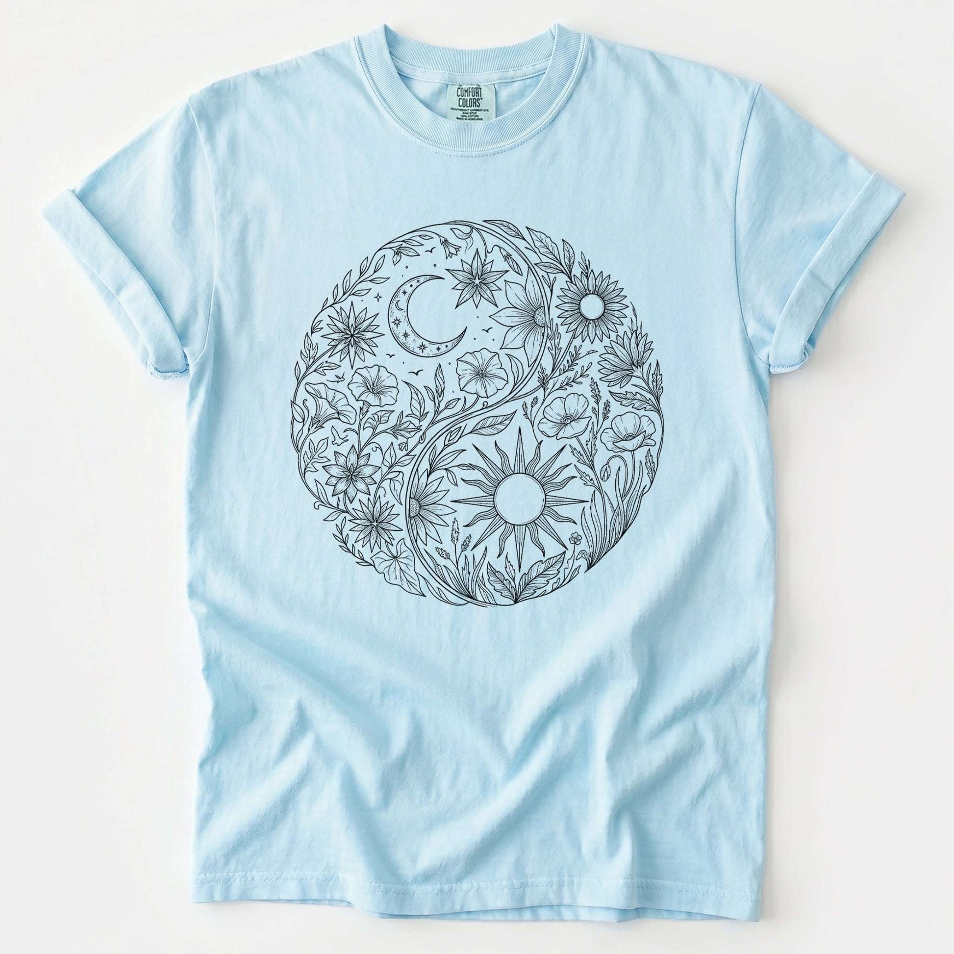 Celestial Botanical Yin Yang Vintage Washed T-Shirt
