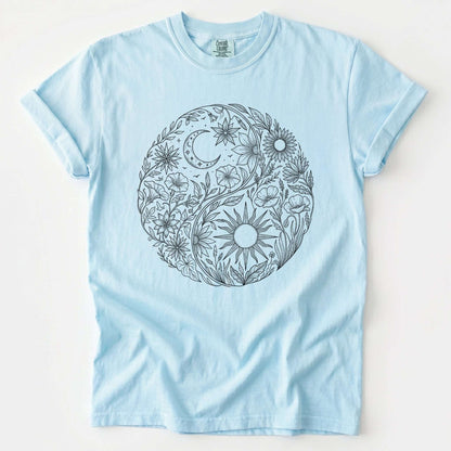 Celestial Botanical Yin Yang Vintage Washed T-Shirt