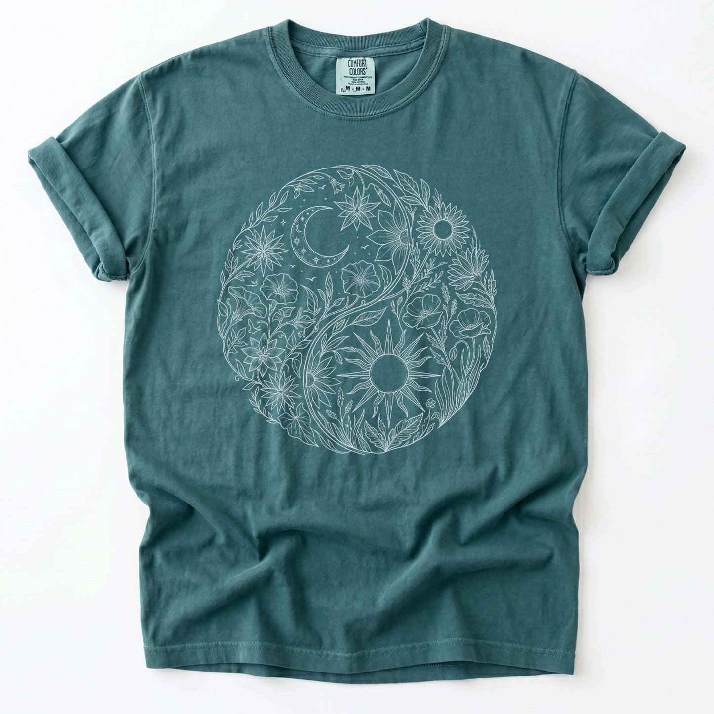Celestial Botanical Yin Yang Vintage Washed T-Shirt