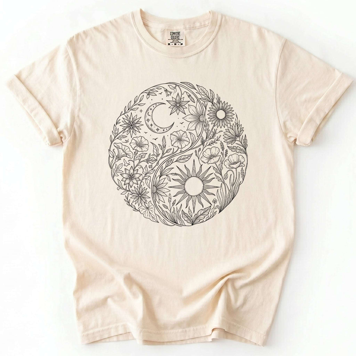 Celestial Botanical Yin Yang Vintage Washed T-Shirt