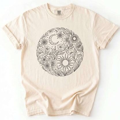 Celestial Botanical Yin Yang Vintage Washed T-Shirt